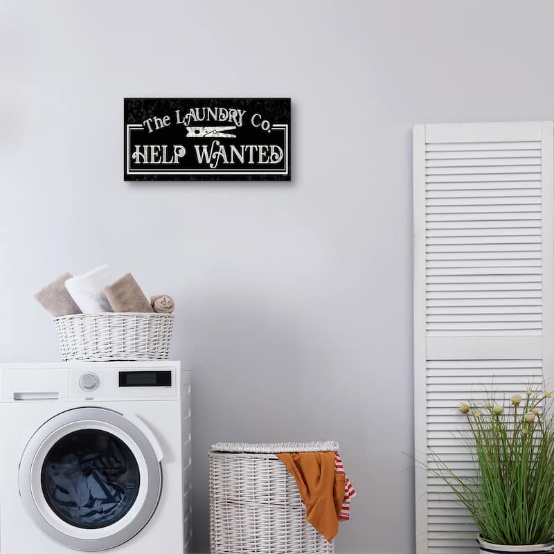 Laundry Room Humor Panel Black II Help Wanted Canvas Art Print