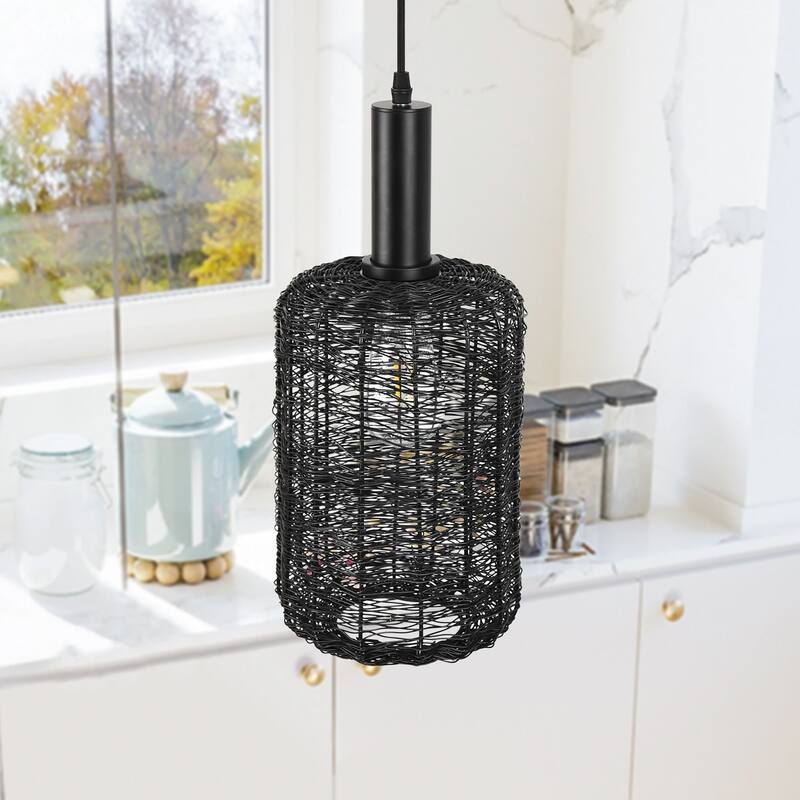 1-light Industrial Single Pendant - Matte Black