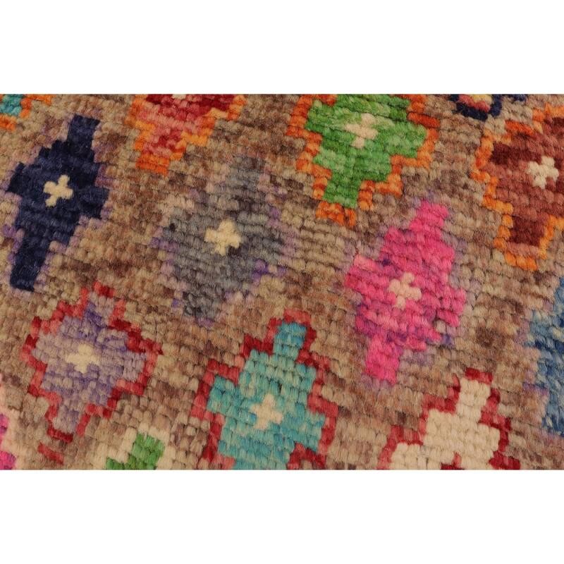 Modern Balochi Horne Brown/Beige Hand Knotted Wool Rug - 3'3'' x 5'1''