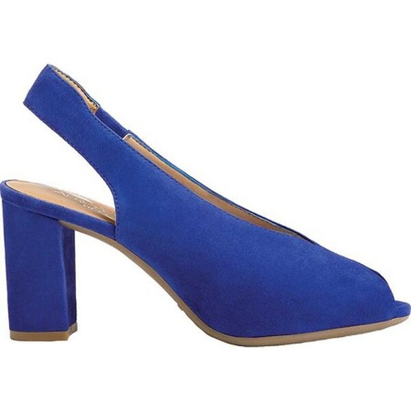 blue suede slingbacks