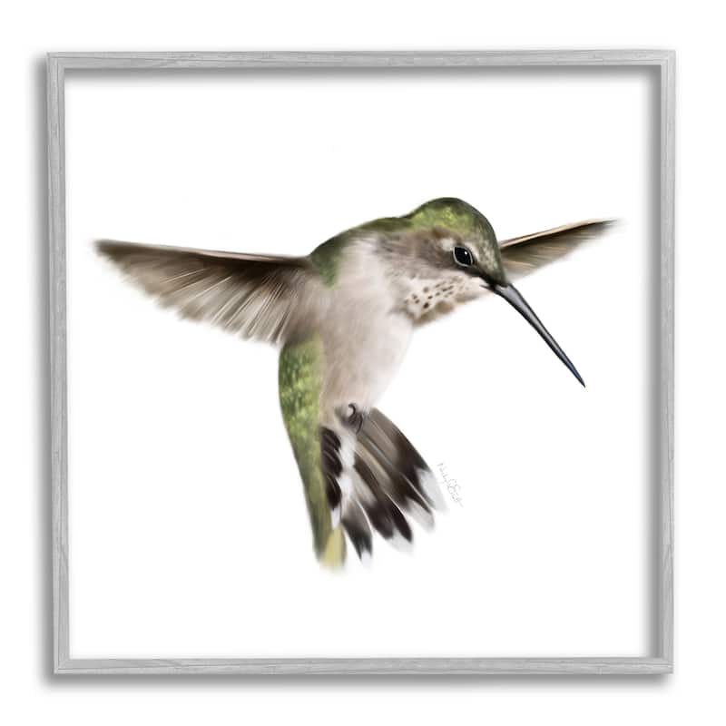 Stupell Green Hummingbird Hovering Wings Flying Bird Beak Framed Wall Art, Design by Studio Q - Multi