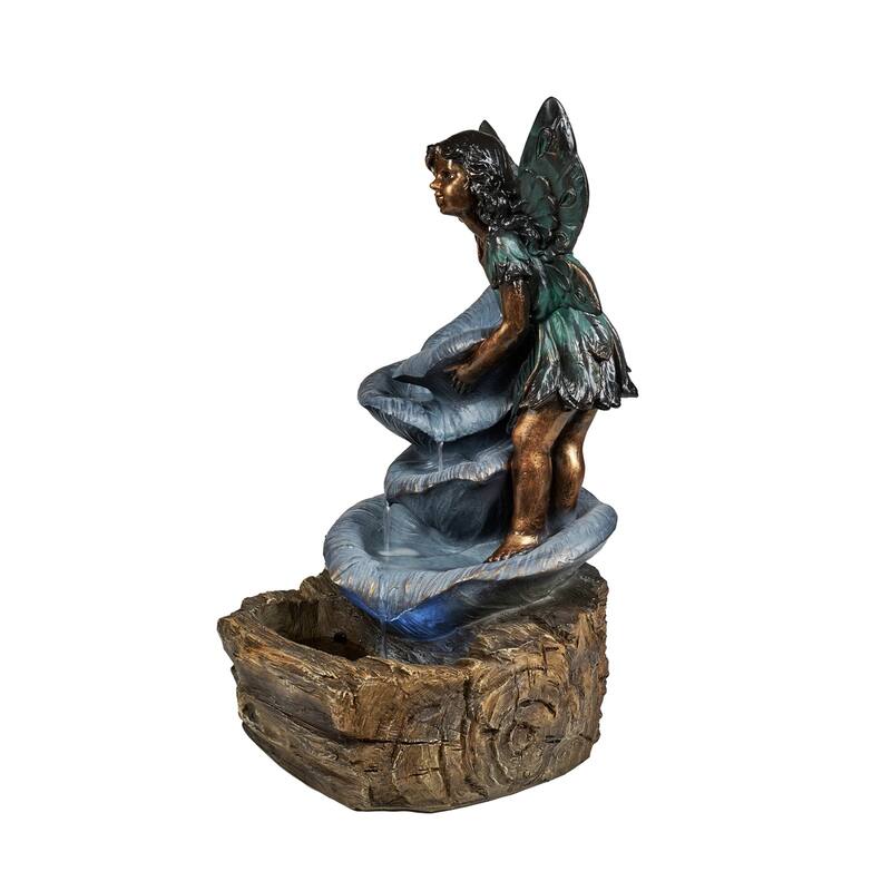 LED Lighted Pagoda Fairy on the Rock Waterfall Fountain - 31.25"