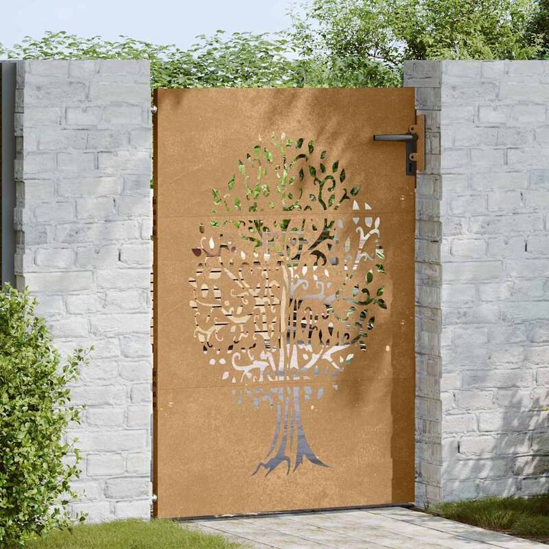 vidaXL Garden Gate Corten Steel Tree Design