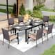 Option 7-Piece Metal Armrest Chair Set (Beige)