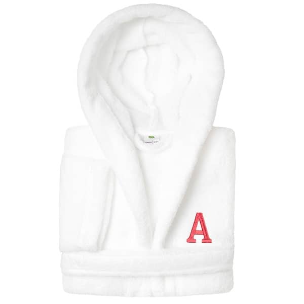 slide 2 of 80, Sweet Kids 100% Polyester SUPER PLUSH Double Brushed Hooded Bathrobe with Pink Bookman Monogram A - Large
