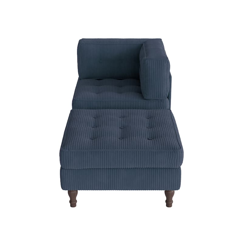 Corduroy Tufted Accent Chair Armchair and Ottoman Set