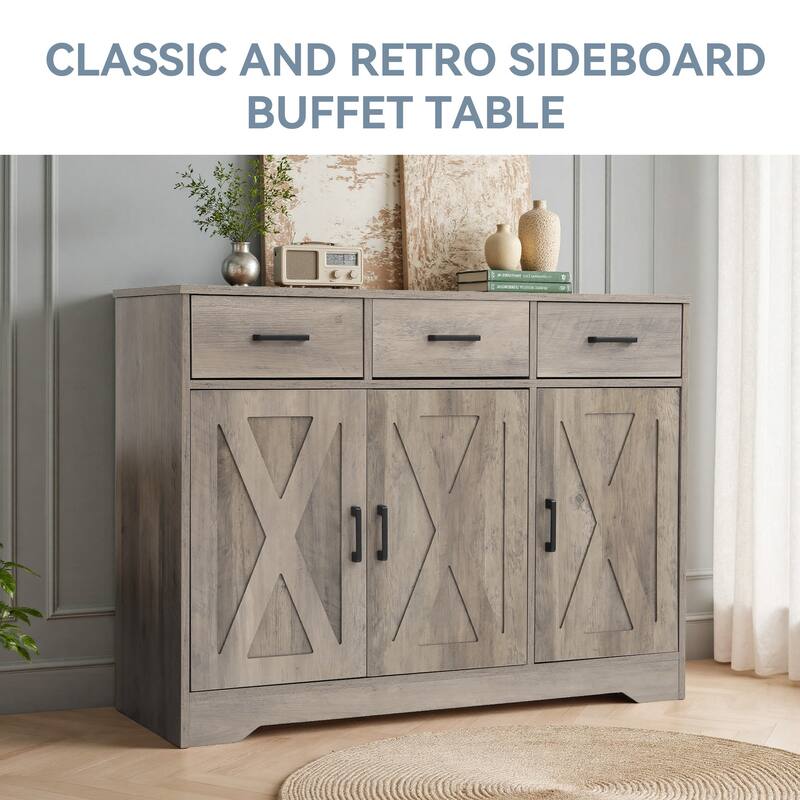 42.6" Wide TV Stand Console with 3 Storage Drawer