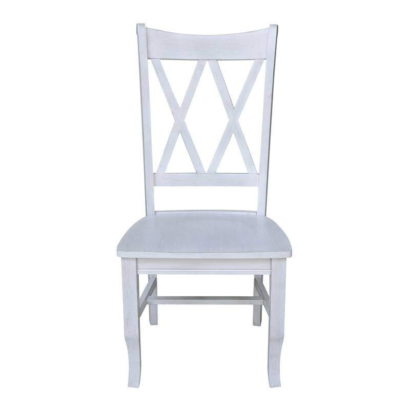 Double X-Back Solid Wood Chairs - Set of 2
