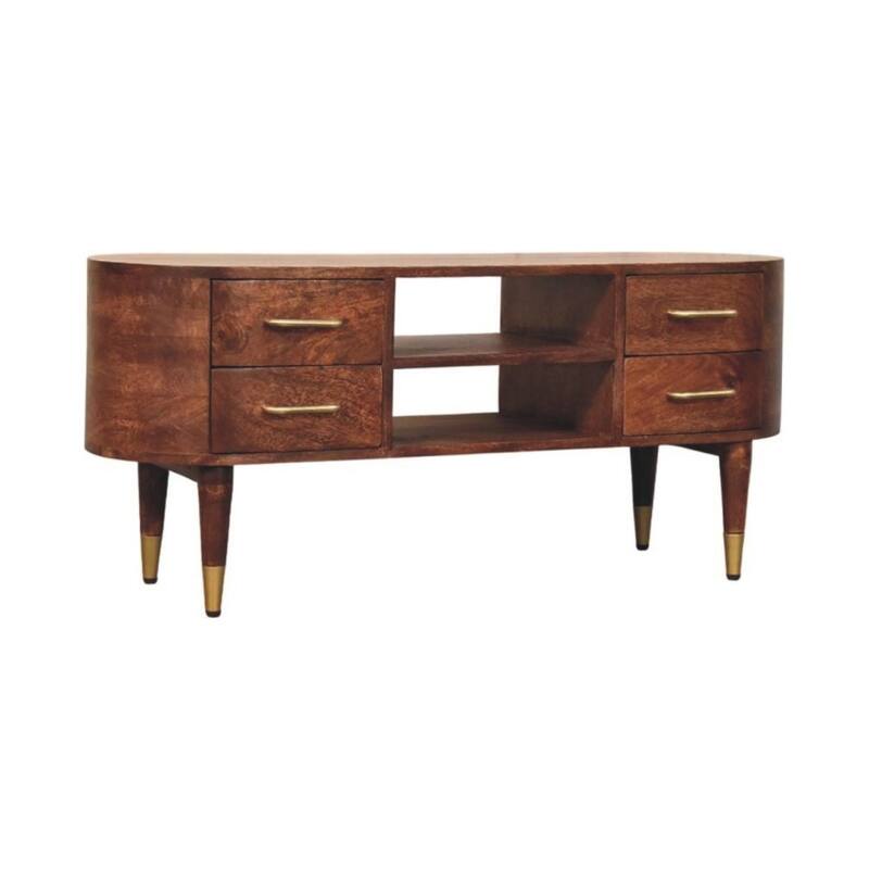Artisan Furniture Solid Wood 3-Drawer Rounded Chest ,Brown