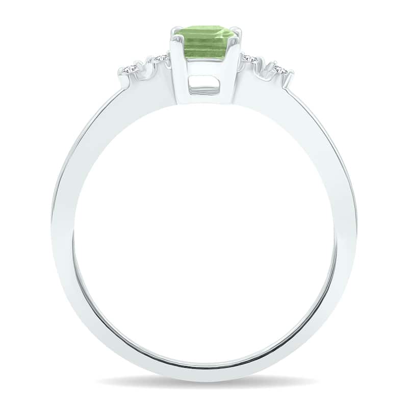Women's Green Amethyst and Diamond Sparkle Ring in 10K White Gold