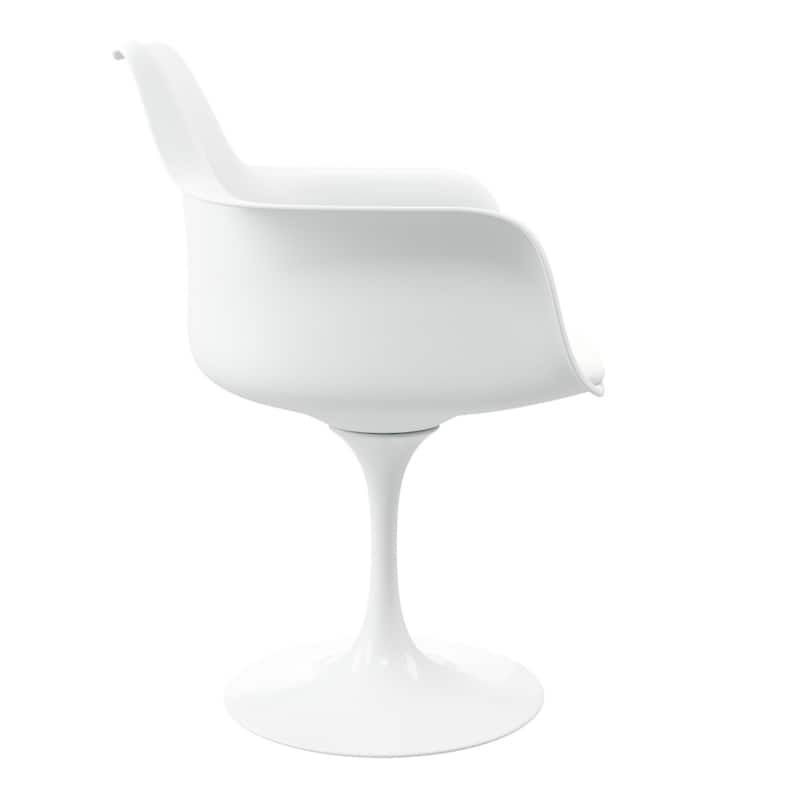 Upholstered Swivel Armchair with Faux Leather and Metal Legs for Dining Room or Office Seating - 31”H x 21”W x 17”D