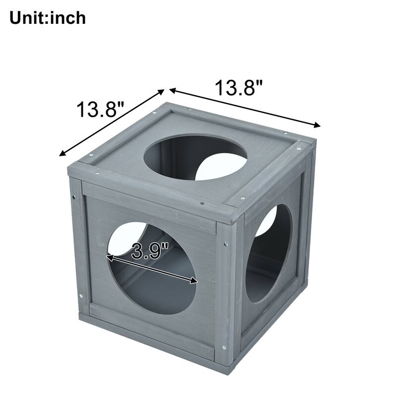 Outdoor Cat Catio Enclosure with Double Enter Doors & Climbing shelves, Weatherproof Pine Wood Playground with 7 Wood Boxes