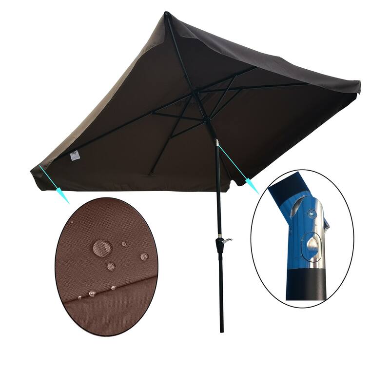 Rectangular Patio Umbrella Outdoor Umbrellas with Crank and Push Button Tilt for Garden Swimming Pool
