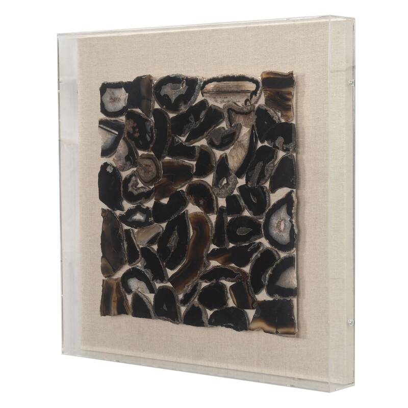HUJI Dark Agate Collection Wall Décor in Acrylic Shadow Box - 15.8"x15.8"x2"