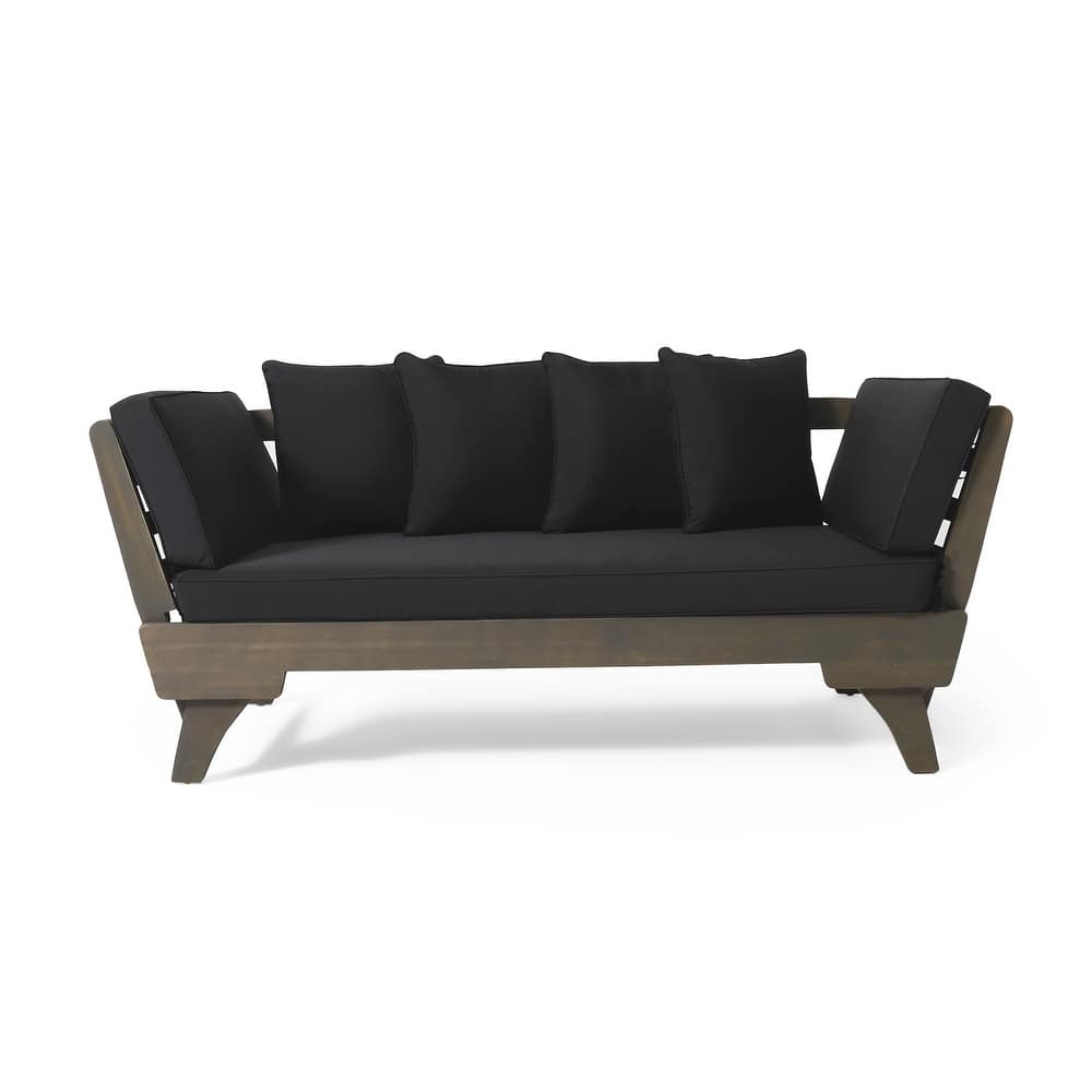 Ottavio Outdoor Acacia Wood Daybed with Cushions by Christopher Knight Home