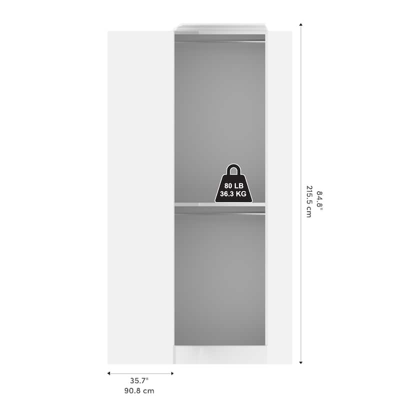 Versatile 36W Corner Closet Organizer and Wardrobe by Bestar
