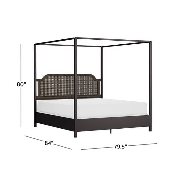 dimension image slide 0 of 2, Hillsdale Furniture Melanie Wood and Metal Canopy Bed, Oiled Bronze