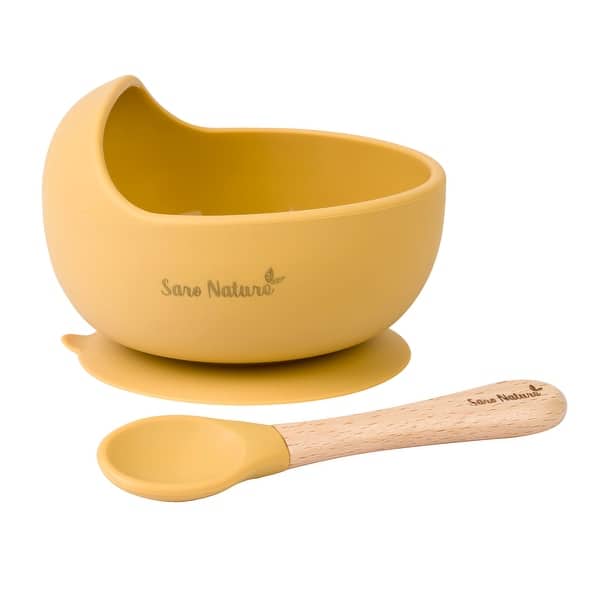 slide 2 of 3, "Nordic Wave" Wave Bowl Feeding Set Yellow