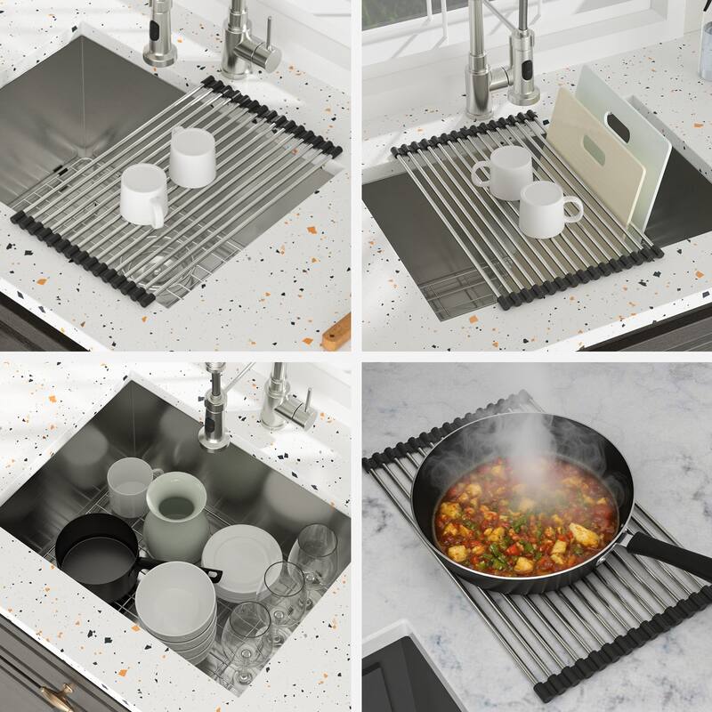 24 Inch Undermount Single Bowl 16 Gauge Stainless Steel Kitchen Sink in Brushed Nickel - 24'' x 18'' x 12''