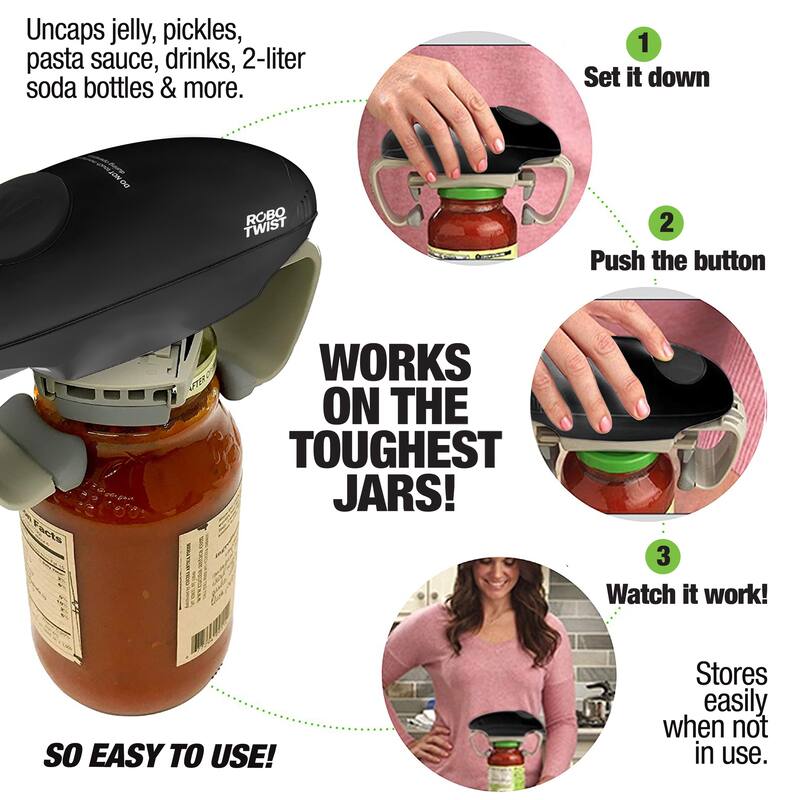 Robo Twist Electric Jar Opener Automatic Hands-Free Kitchen Gadget