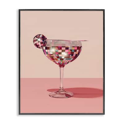 Stupell Rosy Hued Disco Drink Framed Giclee Art Design By Arlington Prints