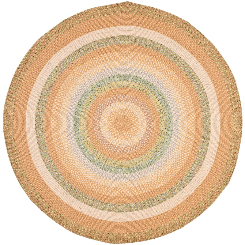 SAFAVIEH Handmade Braided Jivitza Country Rug - 4' Round - Tan/Multi