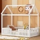 preview thumbnail 1 of 26, Twin Size Wood House Bed with Fence and Door,Solid Construction For Home,Kids Bed Design White