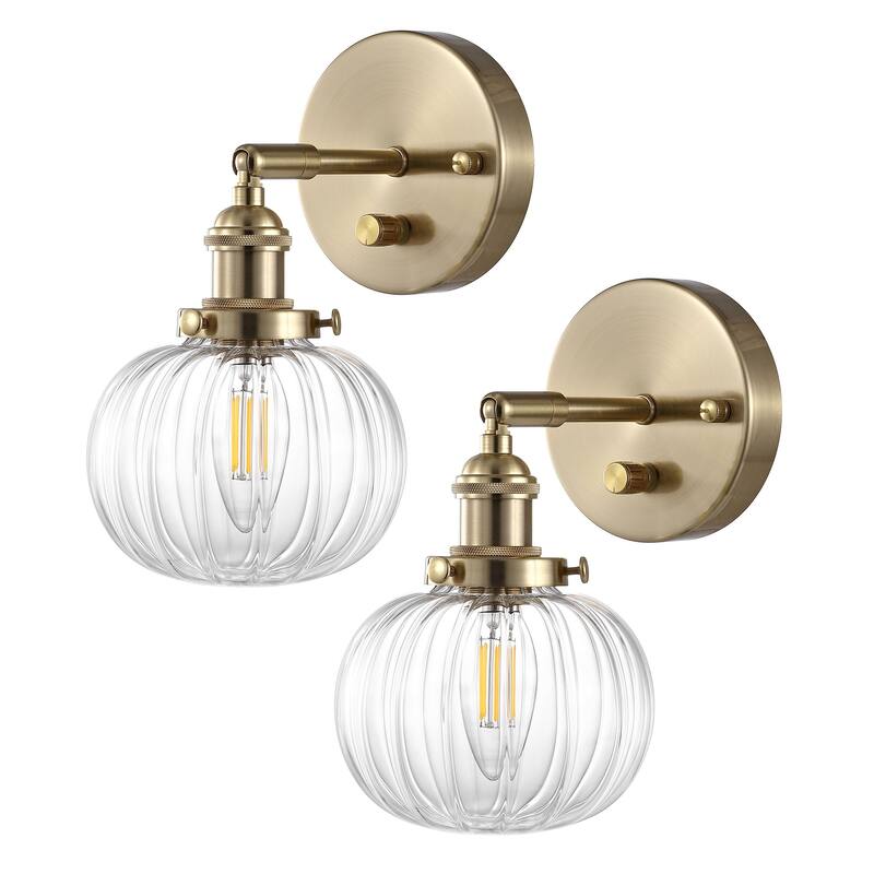 WINGBO Wall Sconces Glass Wall Lamp Lighting Fixtures with Pumpkin Shade, - N/A
