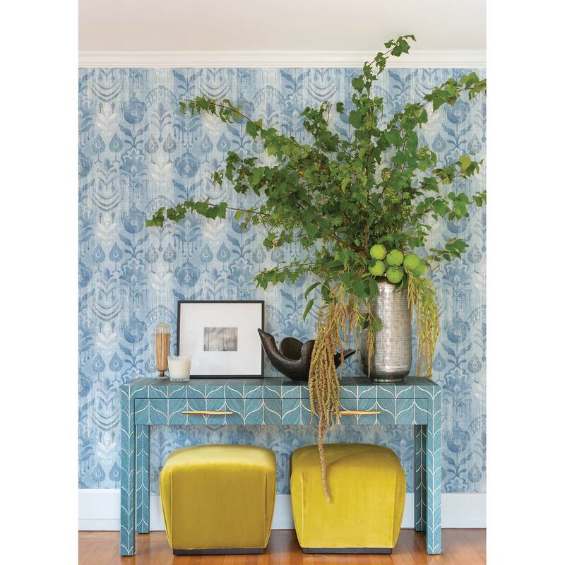 A-Street Prints Pavord Blue Floral Shibori Wallpaper