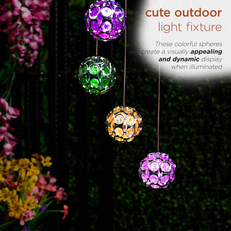 Solar Hanging Gem Multi-Color Sphere Mobile with LED Light