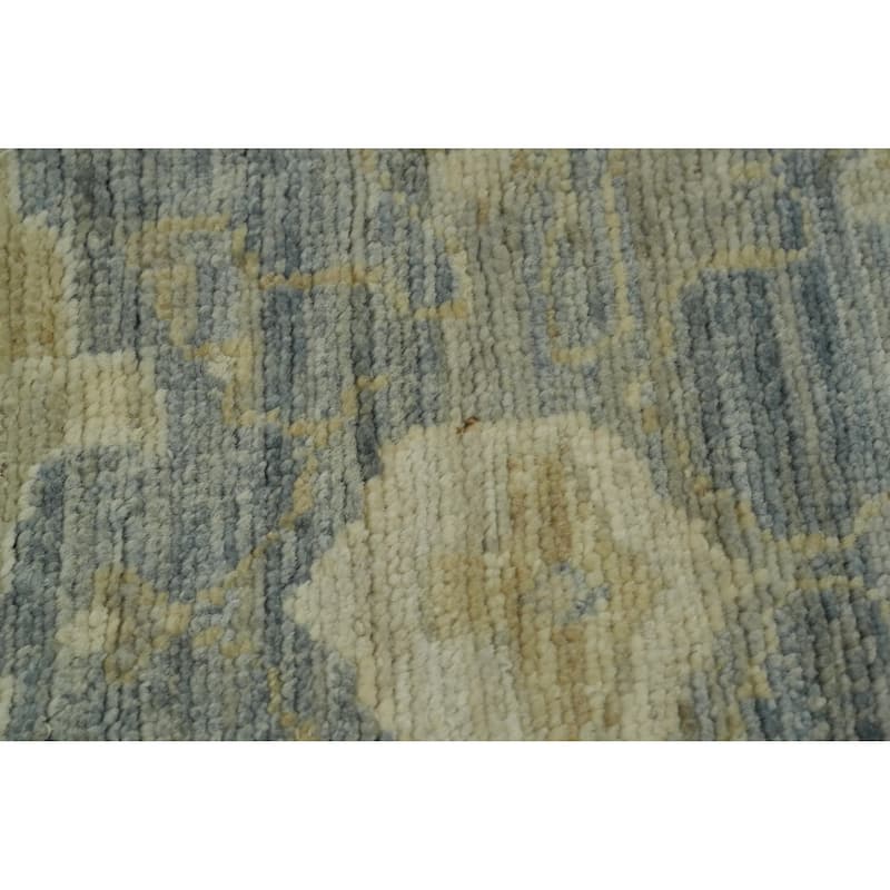 Vegetable Dye Wool Oushak Turkish Large Rug, Floral Geometric Carpet - 14' 3'' X 12' 2''