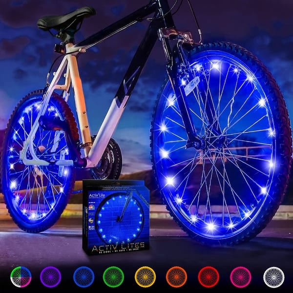 slide 2 of 7, Activ Life Bike Wheel Lights (2 Tires, Blue), Fun Gifts for Men, Teens & Boys, Perfect for Summer, Birthdays, and Vacation