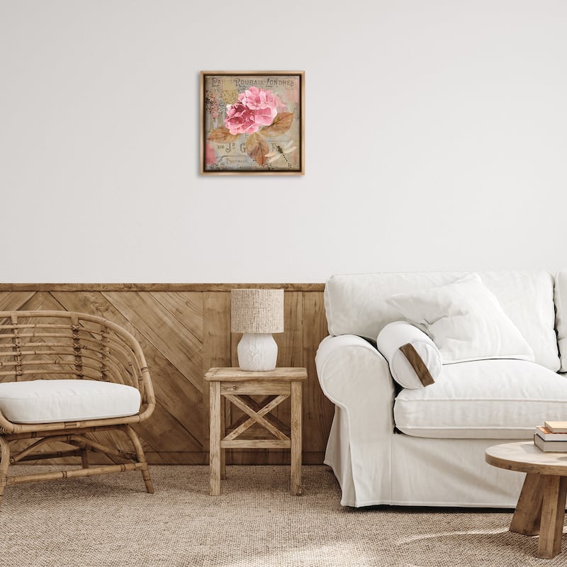 Stupell Vintage French Hydrangea Framed Floater Canvas Wall Art Design By Sasha