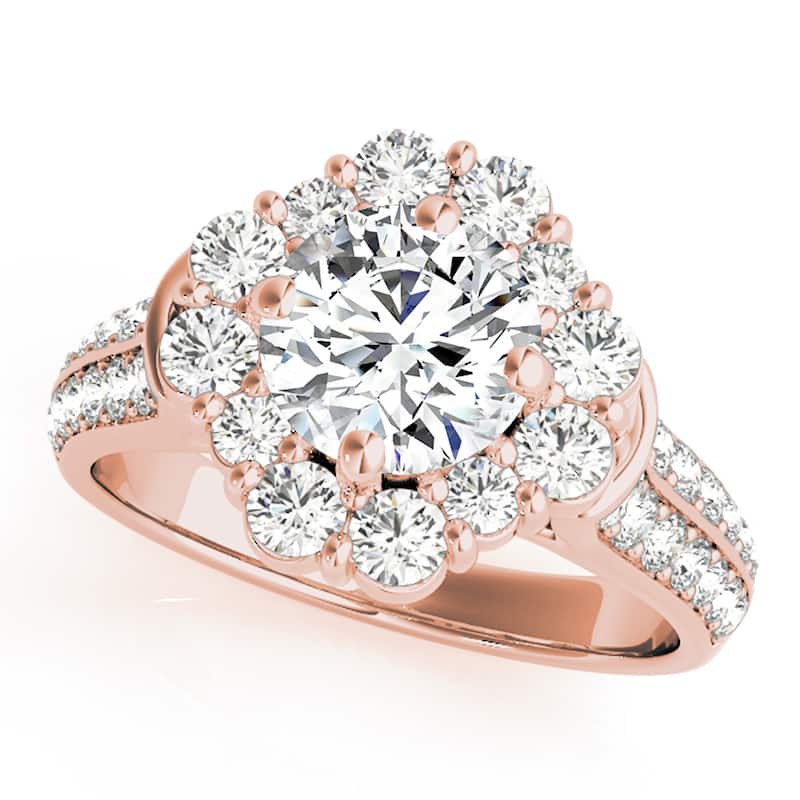 Auriya 14k Rose Gold Lab Grown Round Diamond Halo Engagement Ring 0.50 to 5.00 ct. tw. (F-G VS) - 2.50 ct. center - 9