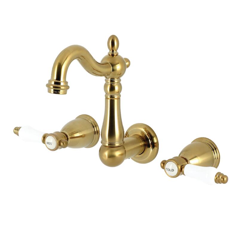 Kingston Brass Bel-Air Double-Handle Wall Mount Bathroom Faucet - Brushed Brass