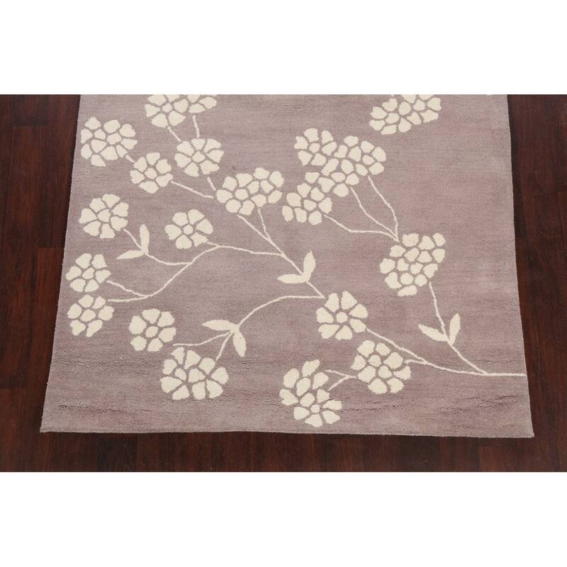 Floral Contemporary Oriental Wool Area Rug Hand-tufted Foyer Carpet - 5'0" x 8'0"