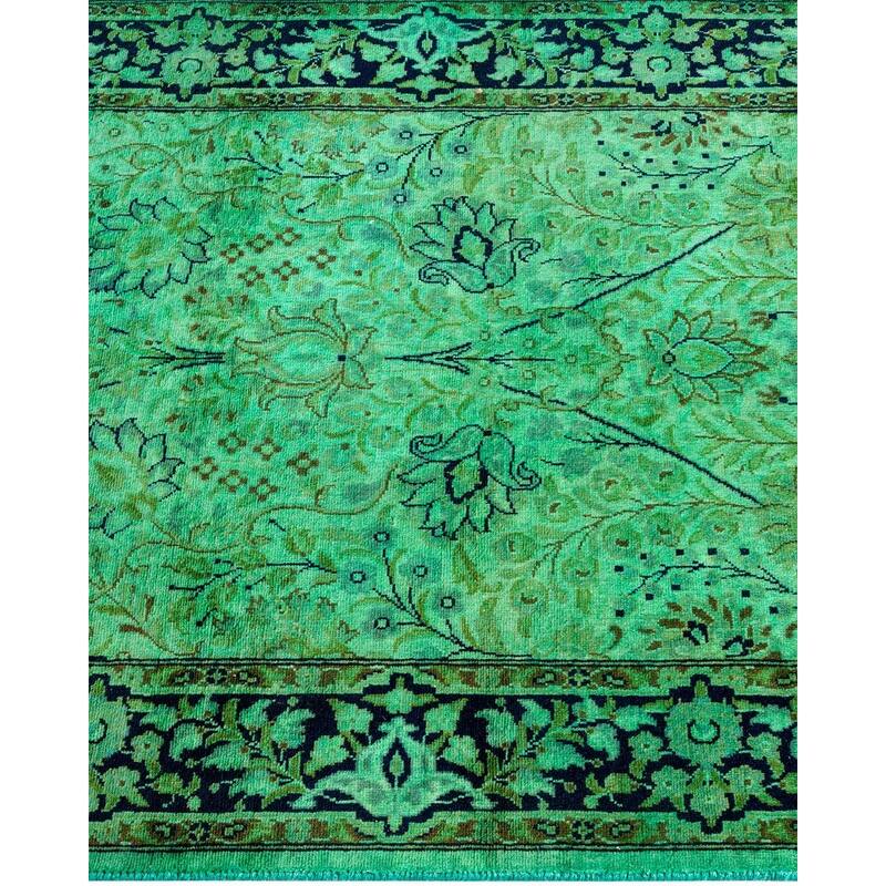 Fine Vibrance, One-of-a-Kind Hand-Knotted Area Rug - Green, 2' 8" x 4' 4" - 2' 8" x 4' 4"