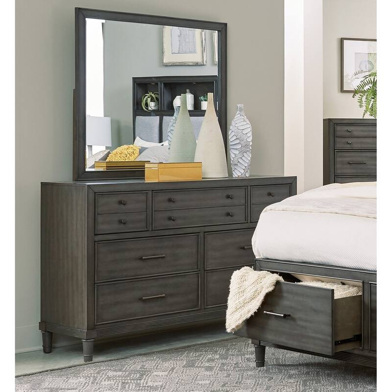 Dresser of 7 Drawers Dark Bronze Handles Wooden Bedroom Furniture