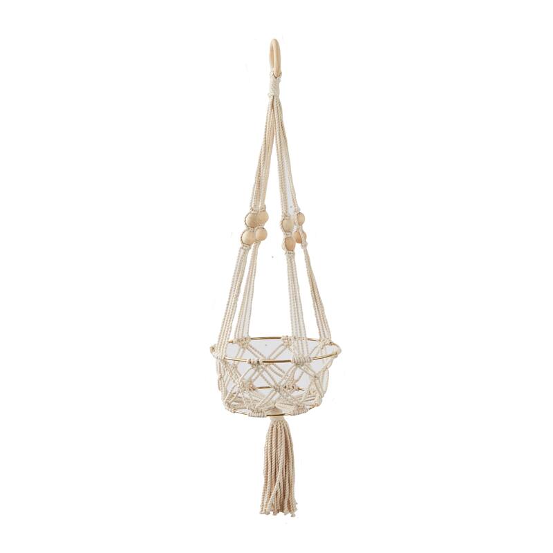 Intricately Handmade Fabric Hanging Macrame Wall Planter - Brown or White