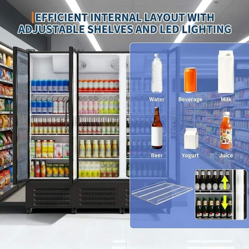 3 Glass Door Display Refrigerator, 39.8 Cu.Ft.