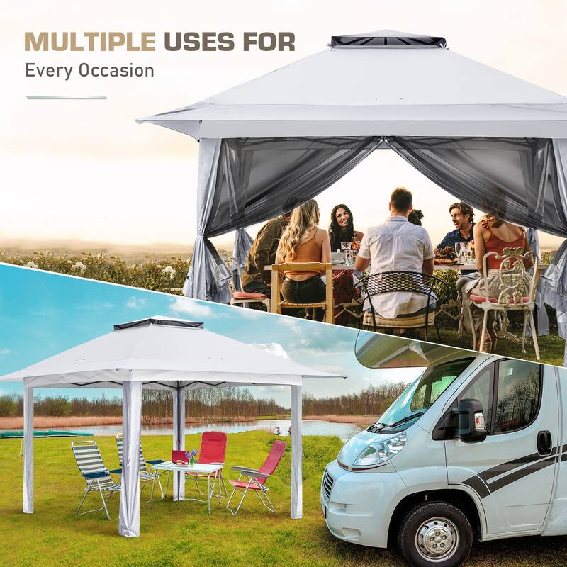 EAGLE PEAK 13x13 Pop Up Gazebo with Mosquito Netting, Easy Up Screened Canopy for Patio and Backyard, Easy Set-up Outdoor Gazebo