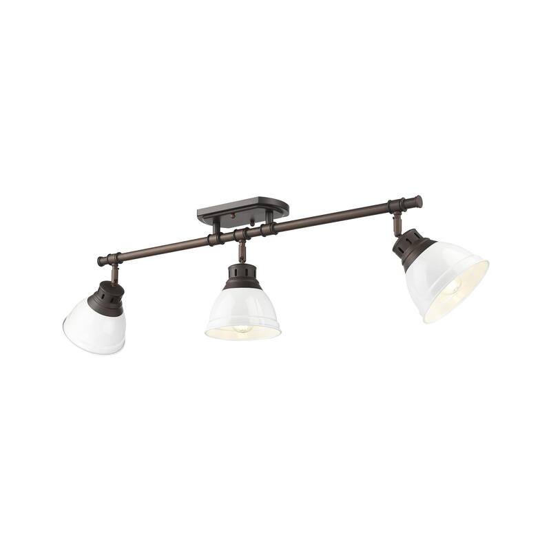 Yep by Golden Lighting Duncan 3-light Semi-Flush Mount in Rubbed Bronze and White shade - Rubbed Bronze - 3-Light Semi-flush