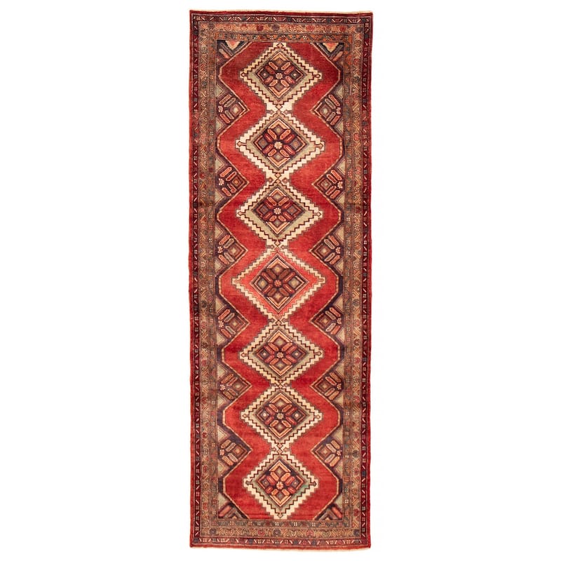 ECARPETGALLERY Hand-knotted Anadol Red Wool Rug - 3' 5" x 10' 2" - Red - 3' 5" x 10' 2"