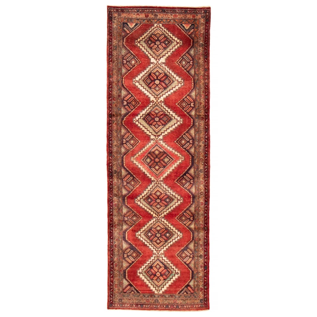 ECARPETGALLERY Hand-knotted Anadol Red Wool Rug - 3' 5" x 10' 2"