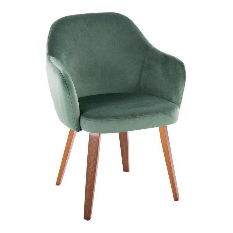 Porch & Den Beckett Dining Chair with Bent Wood Legs (Set of 2) - Green Velvet/Walnut Wood