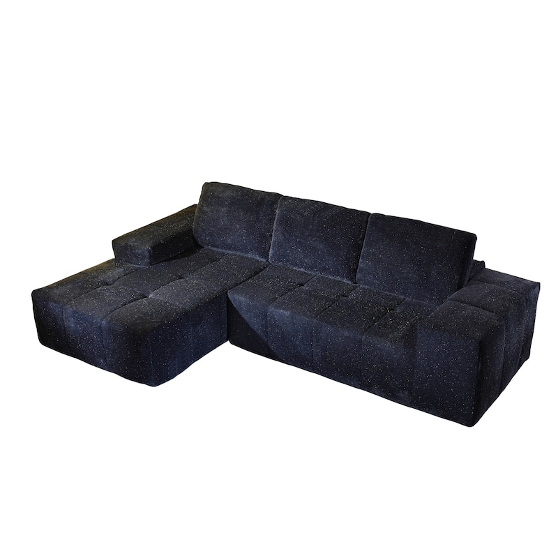 HOOOWOOO Modern Sparkly Velvet Fabric Chaise Sofa Couch