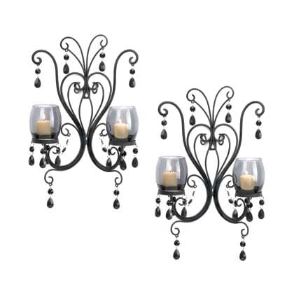 20 in. Modern Floating Decorative Metal Medallion Pillar Candle Sconces –  Wall Mount – Set of 2