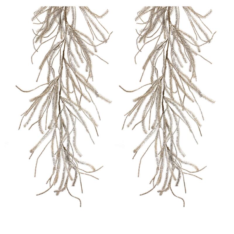 Glittered Pine Garland (Set of 2) - Silver