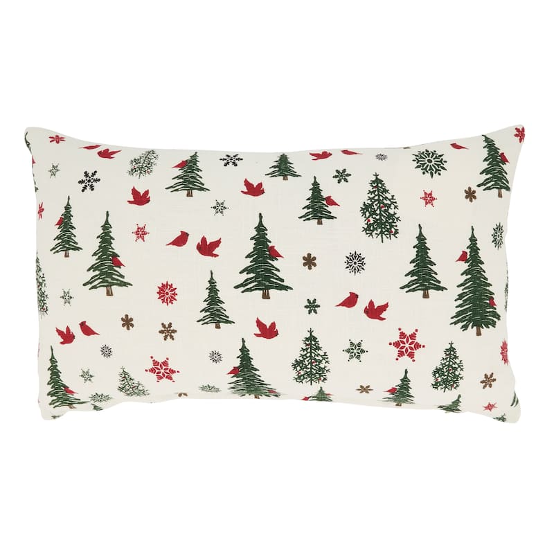 Yuletide Charm Christmas Trees Throw Pillow - Feather Down - 13"x20"