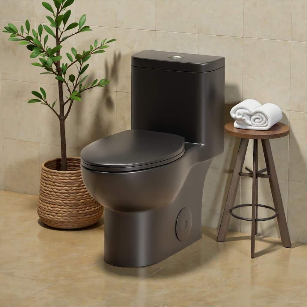 One Piece Tornado Flush Toilet ADA Height 17 Inch. Dual Flush 1.1 1.6 GPF. Rimless Bowl. Soft Close Seat